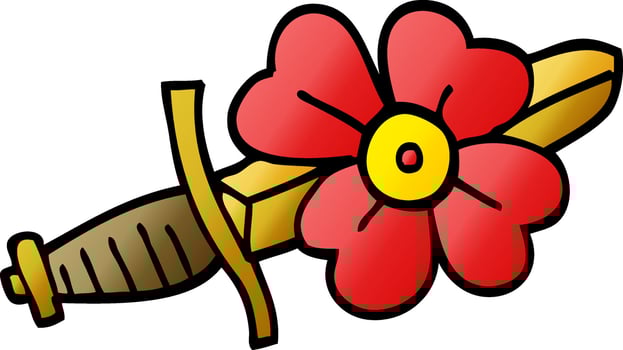 cartoon doodle tattoo dagger symbol vector