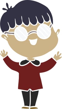 flat color style cartoon boy wearing spectacles vector