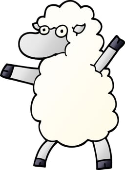 cartoon doodle sheep standing upright vector