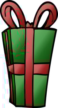 cartoon doodle wrapped present vector