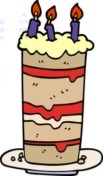 cartoon doodle birthday cake vector