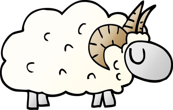 cartoon doodle sheep with horns vector