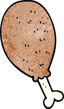 cartoon doodle cooked chicken leg vector
