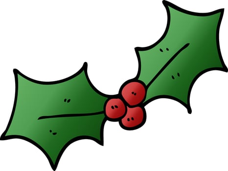 cartoon doodle xmas holly vector