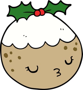 cute cartoon christmas pudding vector