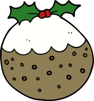 cartoon christmas pudding vector