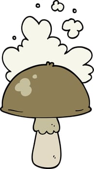 cartoon mushroom with spore cloud vector