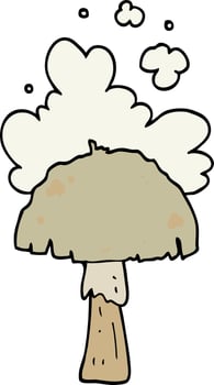 cartoon mushroom with spore cloud vector