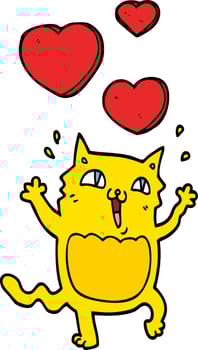 cartoon cat crazy in love vector