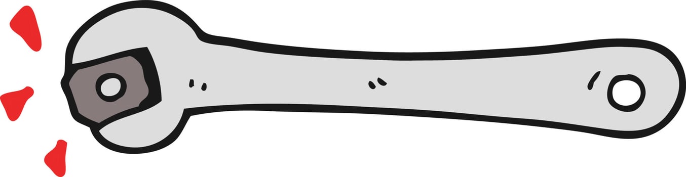 cartoon spanner turning nut vector