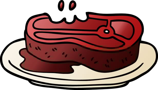cartoon doodle rare steak vector