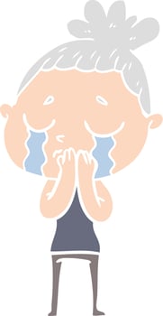 flat color style cartoon crying woman vector