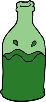 cartoon doodle green bottle vector