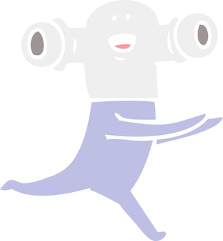 friendly flat color style cartoon alien running vector
