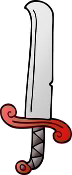 cartoon doodle long sword vector