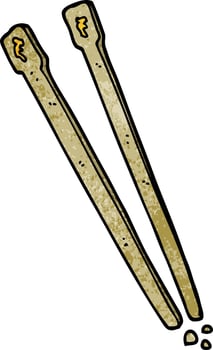 cartoon doodle wooden chopsticks vector