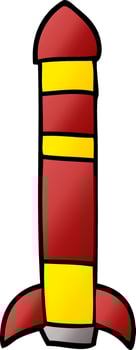 cartoon doodle tall rocket vector