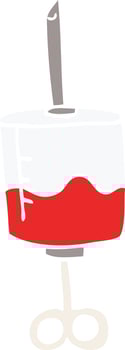 cartoon doodle of blood filled syringe vector