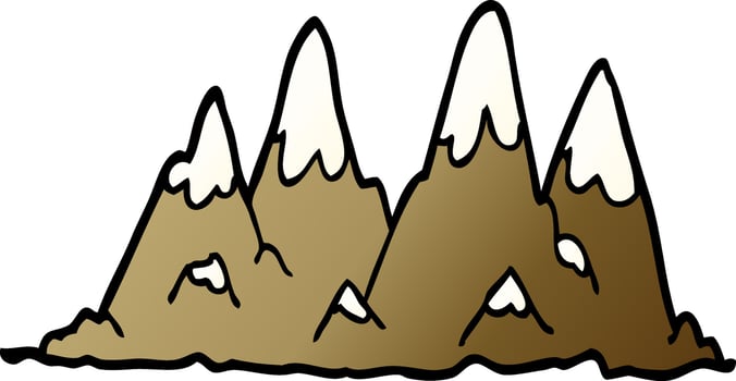 cartoon doodle mountain range vector