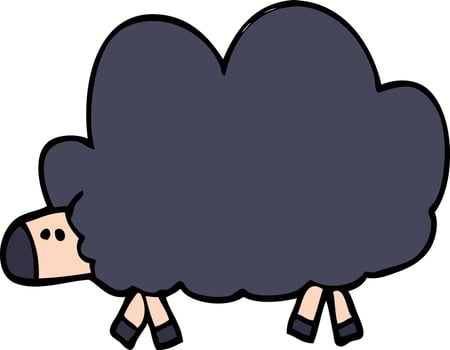 cartoon doodle of a black sheep vector