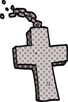 cartoon doodle silver cross vector