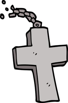 cartoon doodle silver cross vector