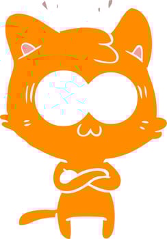 flat color style cartoon surprised cat vector