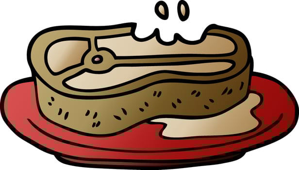 cartoon doodle well cooked meat vector