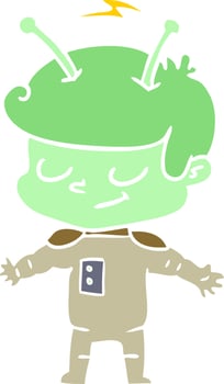 friendly flat color style cartoon spaceman vector