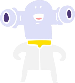 friendly flat color style cartoon alien vector