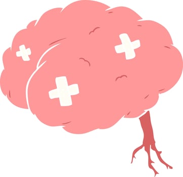 flat color style cartoon injured brain vector