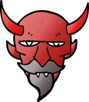 cartoon doodle devil face vector