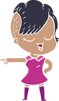 happy flat color style cartoon girl vector