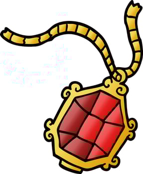 cartoon doodle ruby necklace vector