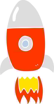 flat color illustration of a cartoon flying rocket vector