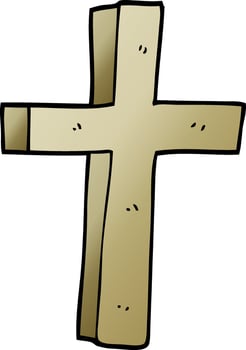 cartoon doodle wooden cross vector