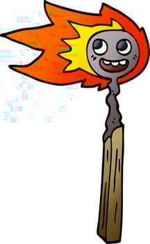 cartoon doodle burnt match vector