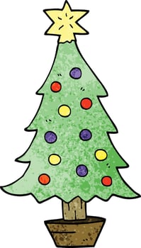 cartoon doodle christmas tree vector