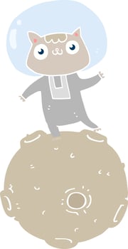 cute flat color style cartoon astronaut cat vector
