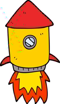 cartoon doodle space rocket vector