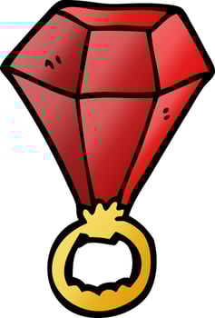 cartoon doodle red ruby ring vector