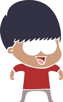 happy flat color style cartoon boy vector