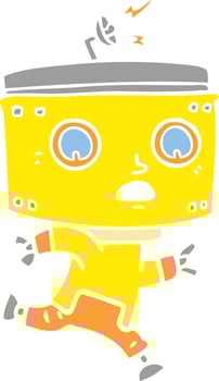 flat color style cartoon robot running vector
