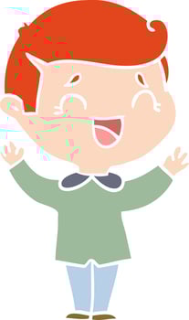 flat color style cartoon laughing man vector