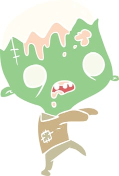 cute flat color style cartoon zombie vector