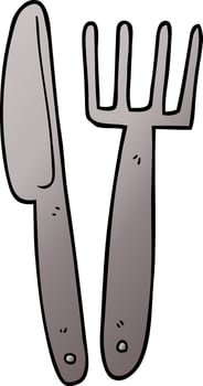 cartoon doodle knife and fork vector