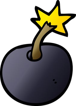 round cartoon doodle bomb vector