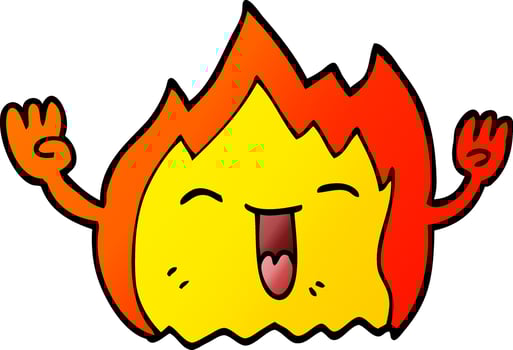 cartoon doodle happy red flame vector