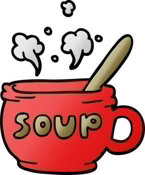 cartoon doodle of hot soup vector
