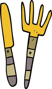 cartoon doodle knife and fork vector